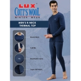 Pack of 2 Lux Cottswool - Blue Cotton Blend Mens Thermal Tops - None