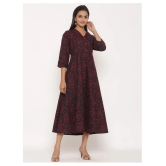 miravan Maroon Cotton Anarkali Kurti - L