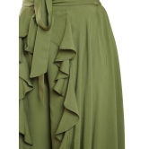 Women Olive Green Flared Solid Palazzos