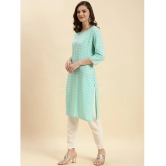 Rangita Women Sea Green Rayon Printed Knee Length Straight Kurti - None