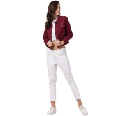 Rubia Textile Women's Plain / Solid Regular Jacket (RTDJ_Maroon_Large)