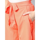 Women Off White & Peach-Coloured Ruffled Top with Layered Trousers