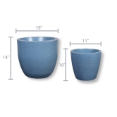 Euroxo Blue Marble Effect Fiber Planter Set | FRP Planter for indoor & outdoor