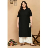 PrettyPlus by Desinoor.com Rayon Solid Straight Womens Kurti - Black ( Pack of 1 ) - None