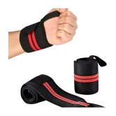 Wrist Supporter for Gym, Wrist Wrap, Hand Band With Adjustable Size Strap & Thumb Loop for Gym, Power Lifting Weight Lifting, Sports Training for Men & Women, Pack of 1 - Red