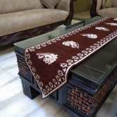 Chenille Floral Table Runner-Brown