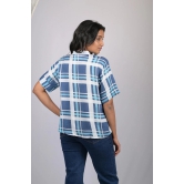 V-Neck Blue Checks Top (OTL-TPS1073)-Blue / XXL