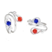 AanyaCentric Silver Plated 3 Pair Toe Rings - Silver