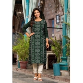 Juniper Rayon Printed Straight Womens Kurti - Green ( Pack of 1 ) - None