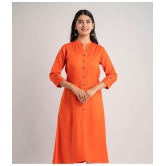 MAUKA - Orange Rayon Womens Front Slit Kurti ( Pack of 1 ) - None