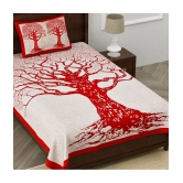 unique choice - Red Cotton Single Bedsheet with 1 Pillow Cover - Red