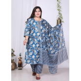 Swasti Cotton Printed Kurti With Palazzo Womens Stitched Salwar Suit - Blue ( Pack of 1 ) - None