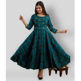 Lee Moda - Turquoise Rayon Womens Anarkali Kurti ( Pack of 1 ) - XL