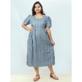 Women Printed Cotton Night Dress-Cotton / Ash / XL