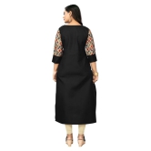 Rangrasiya - Black Cotton Blend Women's Straight Kurti ( Pack of 1 ) - 6XL