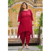 PrettyPlus by Desinoor.com Maroon Solid Pant Top Set - None