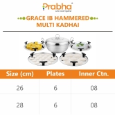 Grace Ib Multi Kadhai Hammered with 6 Plates-26CM