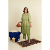 Soft Chanderi 2 pc Kurta set- Ombre Green-Ombre Earth Pink / XXXL