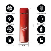 Peshkar Slim Electronic Touch Sensor Metal Lighter USB Rechargeable Windproof Flameless Lighter for Smoking