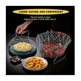 SRL Kitchen Product - Silver Steel Deep Frying Basket ( Pack of 1 ) - Silver