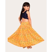 Girls & Kids Rayon Printed With Embroidered Blouse Lehenga Choli Set-Yellow / 7 Years-8 Years