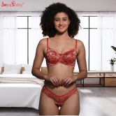 Bra & Panty Set Net fabric for women 207 Brown-30