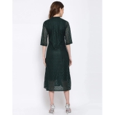 Selvia Net Green A- line Dress - - None