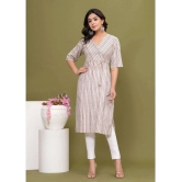 Glorious Cotton Striped Angrakha Womens Kurti - Beige ( Pack of 1 ) - None