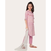 Kid Girls Designer Cotton Printed Top Bottom With Dupatta Pink-Pink / 9 - 10 Years