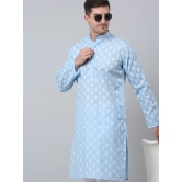 Jompers Mens Sky Cotton Floral printed kurta Pyjama Set-XXL / Blue