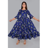 SIPET Rayon Printed Anarkali Womens Kurti - Blue ( Pack of 1 ) - None