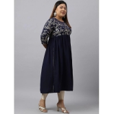 Janasya Crepe Printed Nayra Womens Kurti - Navy Blue ( Pack of 1 ) - None