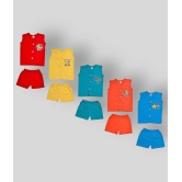 Sathiyas - Multicolor Cotton T-Shirt & Shorts For Baby Boy ( Pack of 5 ) - None