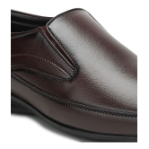 UrbanMark Men Comfortable Square-Toe Faux Leather Slip On Formal Shoes- Brown - None