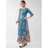 Pannkh Womens Festive Floral Top With Lace Detailed Shrug And Matching Palazzo Set - None