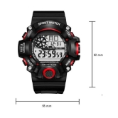 Rhonium Black PU Digital Mens Watch