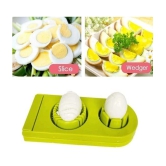 2 in 1 Boiled Egg Cutter with Stainless Steel Cutting Wire - Multicolor