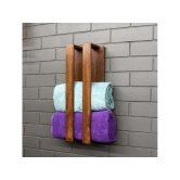 BARISH-Towel Holder | Wall Mount Towel Holder Organiser | Handcrafted with Rubberwood | Superior Finish & Unique Contemporary Design | 13 x 20 x 53CM  - Walnut