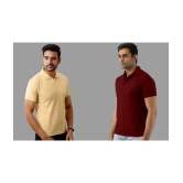 SKYRISE - Beige Cotton Blend Slim Fit Men's Polo T Shirt ( Pack of 2 ) - None