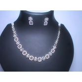 Stunning Cubic Zirconia Tennis Necklace and Stud Earrings Set in White Gold