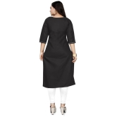 Lerkiza - Black Cotton Womens Straight Kurti ( Pack of 1 ) - 3XL