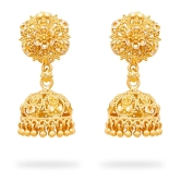 LUV FASHION Golden Jhumki Earrings ( Pack of 1 ) - Golden