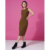 Selvia Lycra Solid Knee Length Womens Bodycon Dress - Brown ( Pack of 1 ) - None