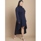 Rigo Cotton Solid Knee Length Womens Asymmetric Dress - Navy ( Pack of 1 ) - None