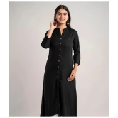 MAUKA - Black Rayon Womens Front Slit Kurti ( Pack of 1 ) - None