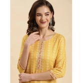 Rangita Women Yellow Rayon Printed Knee Length Straight Kurti - None