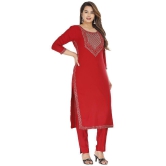 JC4U Red Rayon Kurti With Pants - Stitched Suit Single - None