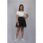 Solid Skirt For Women Black Pleated Knee Length Skirt (OTLKT1006)-Black / L