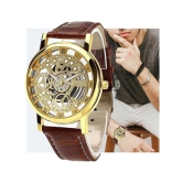 Rhonium Brown Leather Analog Mens Watch