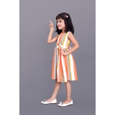 Kids Girls Knee Length Striped Multicolour Design Festive/Wedding Fit & Flare Dress-5 - 6 Year